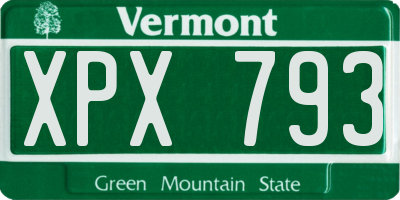 VT license plate XPX793