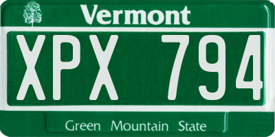 VT license plate XPX794