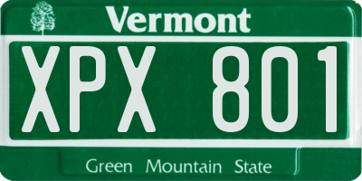 VT license plate XPX801