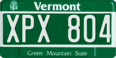VT license plate XPX804