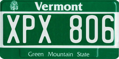 VT license plate XPX806
