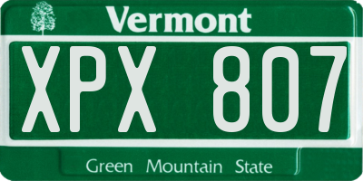 VT license plate XPX807