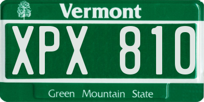 VT license plate XPX810