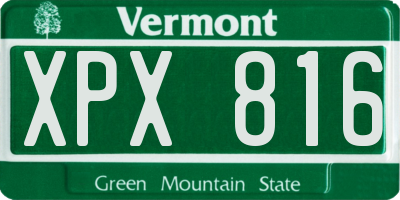 VT license plate XPX816