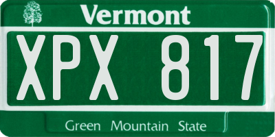 VT license plate XPX817