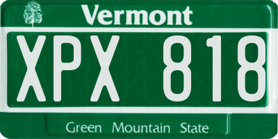 VT license plate XPX818