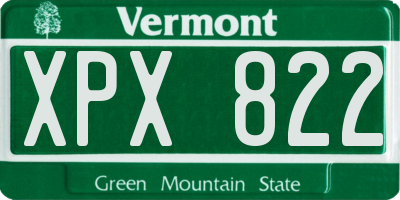 VT license plate XPX822