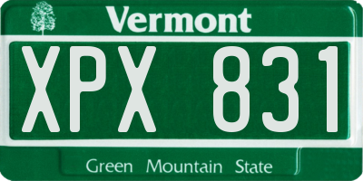 VT license plate XPX831