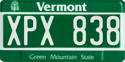 VT license plate XPX838