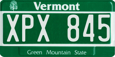 VT license plate XPX845