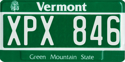 VT license plate XPX846