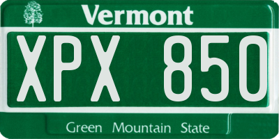 VT license plate XPX850