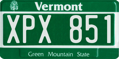 VT license plate XPX851