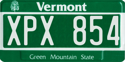 VT license plate XPX854