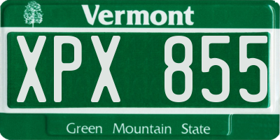 VT license plate XPX855