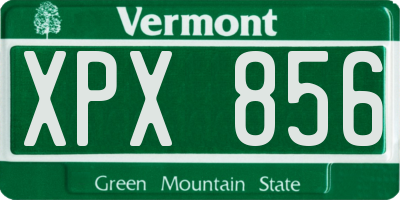VT license plate XPX856