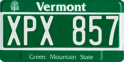 VT license plate XPX857