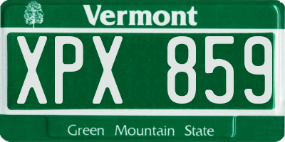 VT license plate XPX859