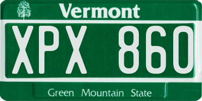 VT license plate XPX860