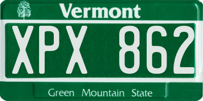 VT license plate XPX862