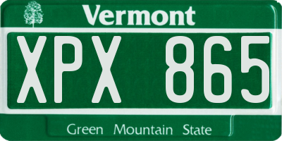 VT license plate XPX865