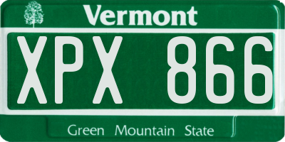 VT license plate XPX866