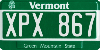 VT license plate XPX867