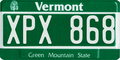 VT license plate XPX868
