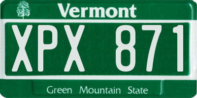 VT license plate XPX871