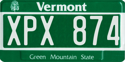 VT license plate XPX874