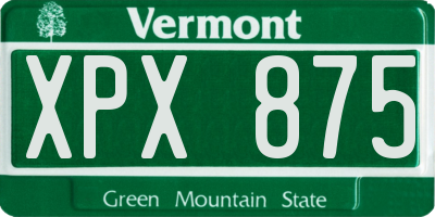 VT license plate XPX875