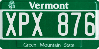 VT license plate XPX876