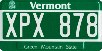 VT license plate XPX878