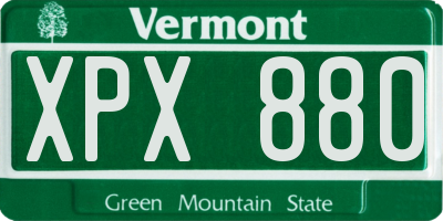 VT license plate XPX880
