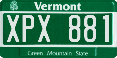 VT license plate XPX881
