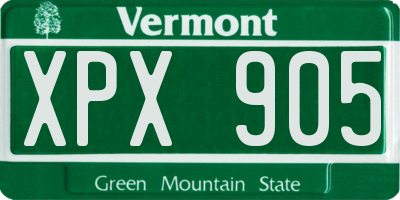 VT license plate XPX905