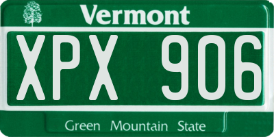 VT license plate XPX906