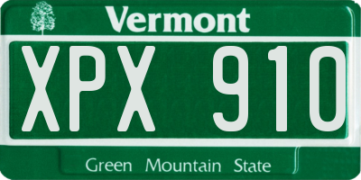 VT license plate XPX910