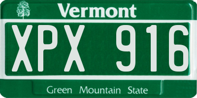VT license plate XPX916