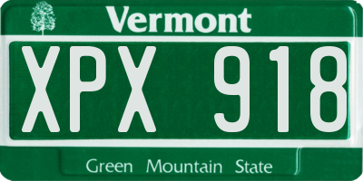 VT license plate XPX918