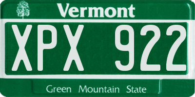 VT license plate XPX922