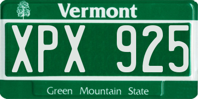VT license plate XPX925
