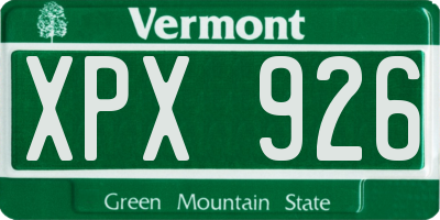 VT license plate XPX926