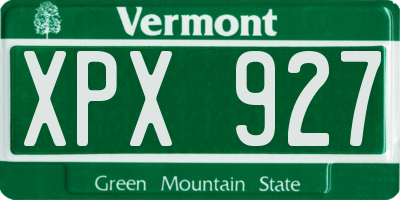 VT license plate XPX927