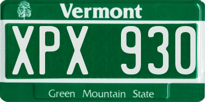VT license plate XPX930