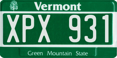 VT license plate XPX931