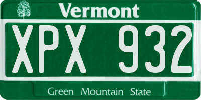 VT license plate XPX932