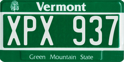 VT license plate XPX937