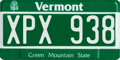 VT license plate XPX938