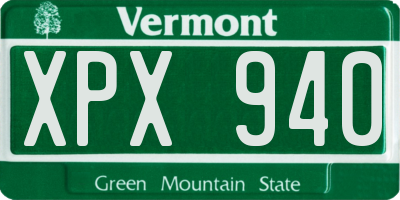 VT license plate XPX940